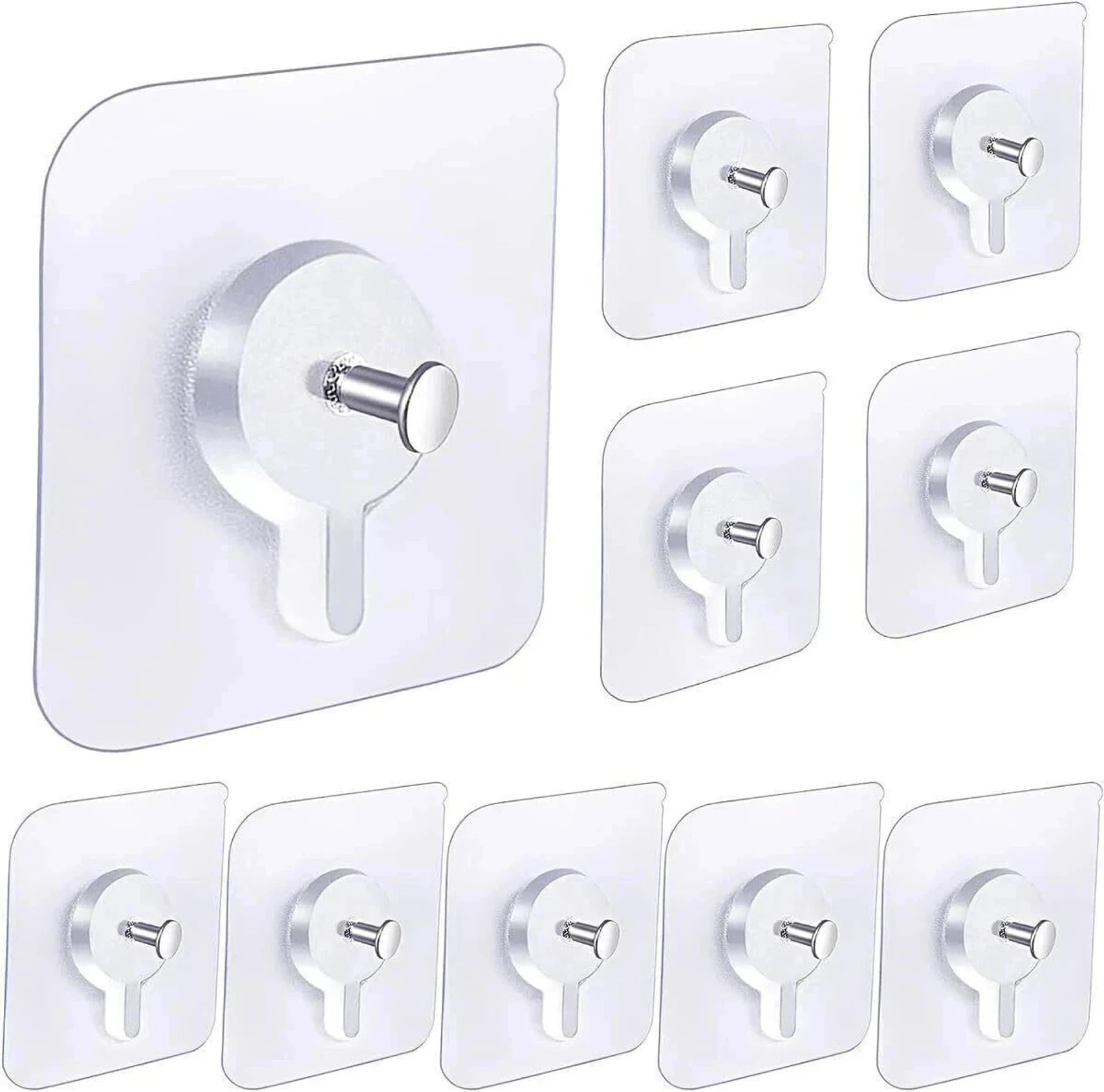 Adhesive Wall Hooks – Nail-Free Transparent Waterproof Hooks for Kitchen & Bathroom