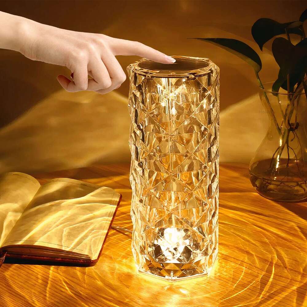 Luxury Crystal Touch Night Lamp – 16 Color RGB LED Table Lamp with Remote Control