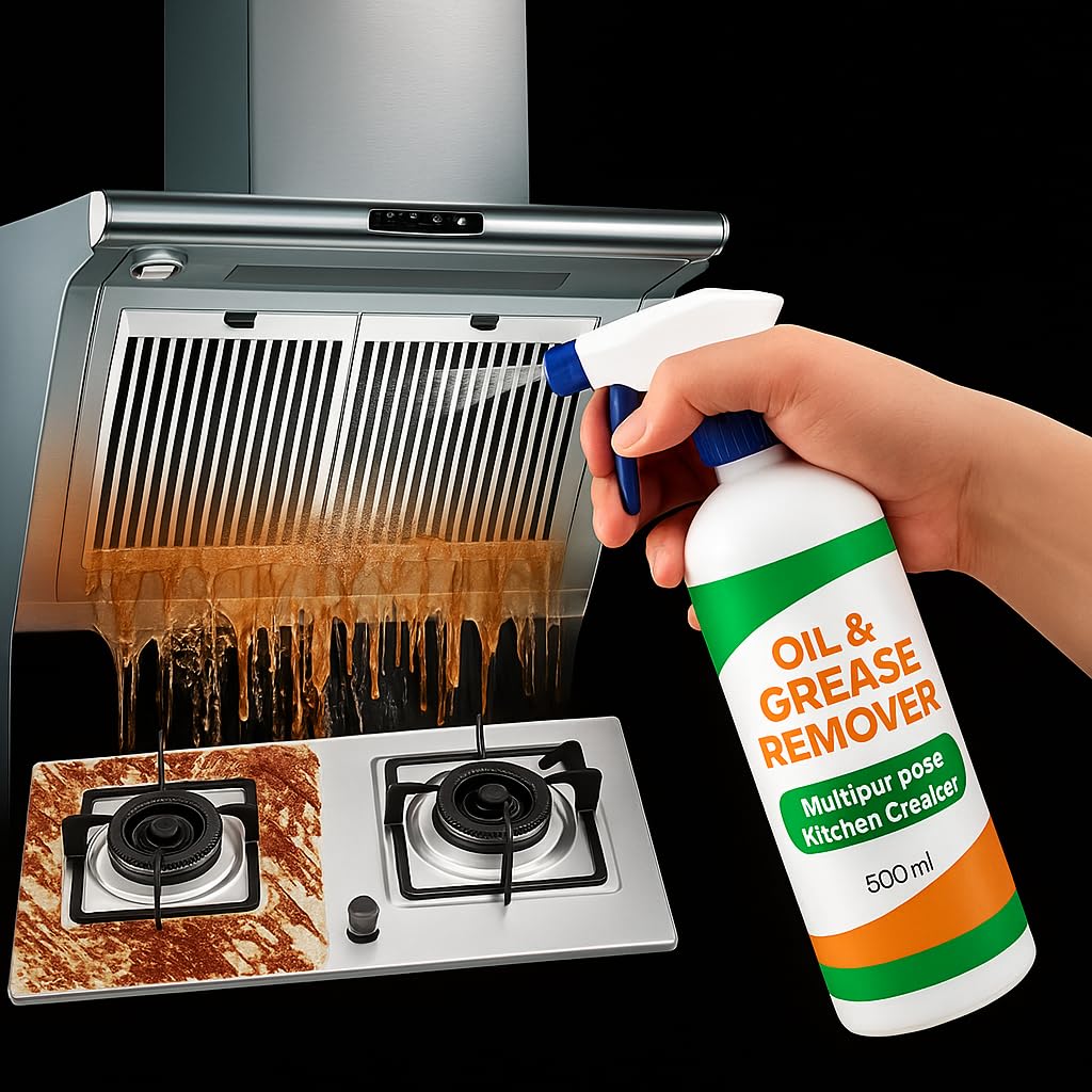 Kitchen Cleaner Spray 500ml – Oil & Grease Stain Remover for Gas Stove, Chimney & Grill