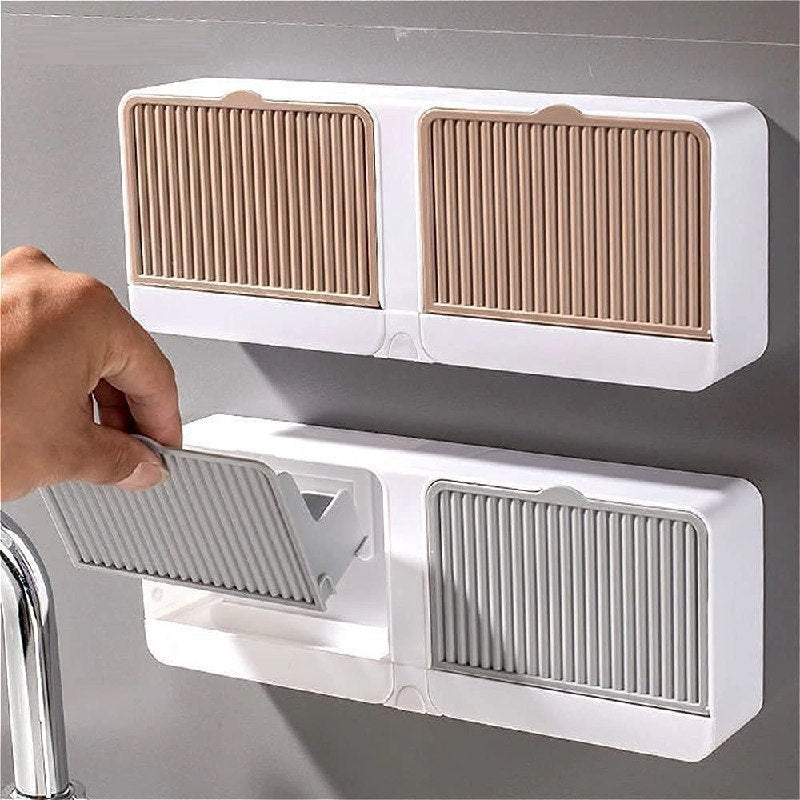 No-Drill Wall Mounted Double Soap Holder – Self Adhesive Soap Box for Bathroom & Kitchen (Pack of 2)